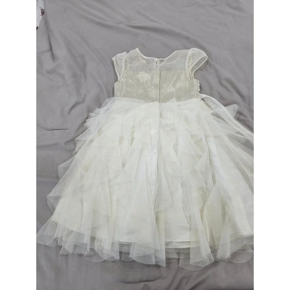 Jona Michelle Girl's White‎ Flower Girl Dress Special Occasion Party Size 6